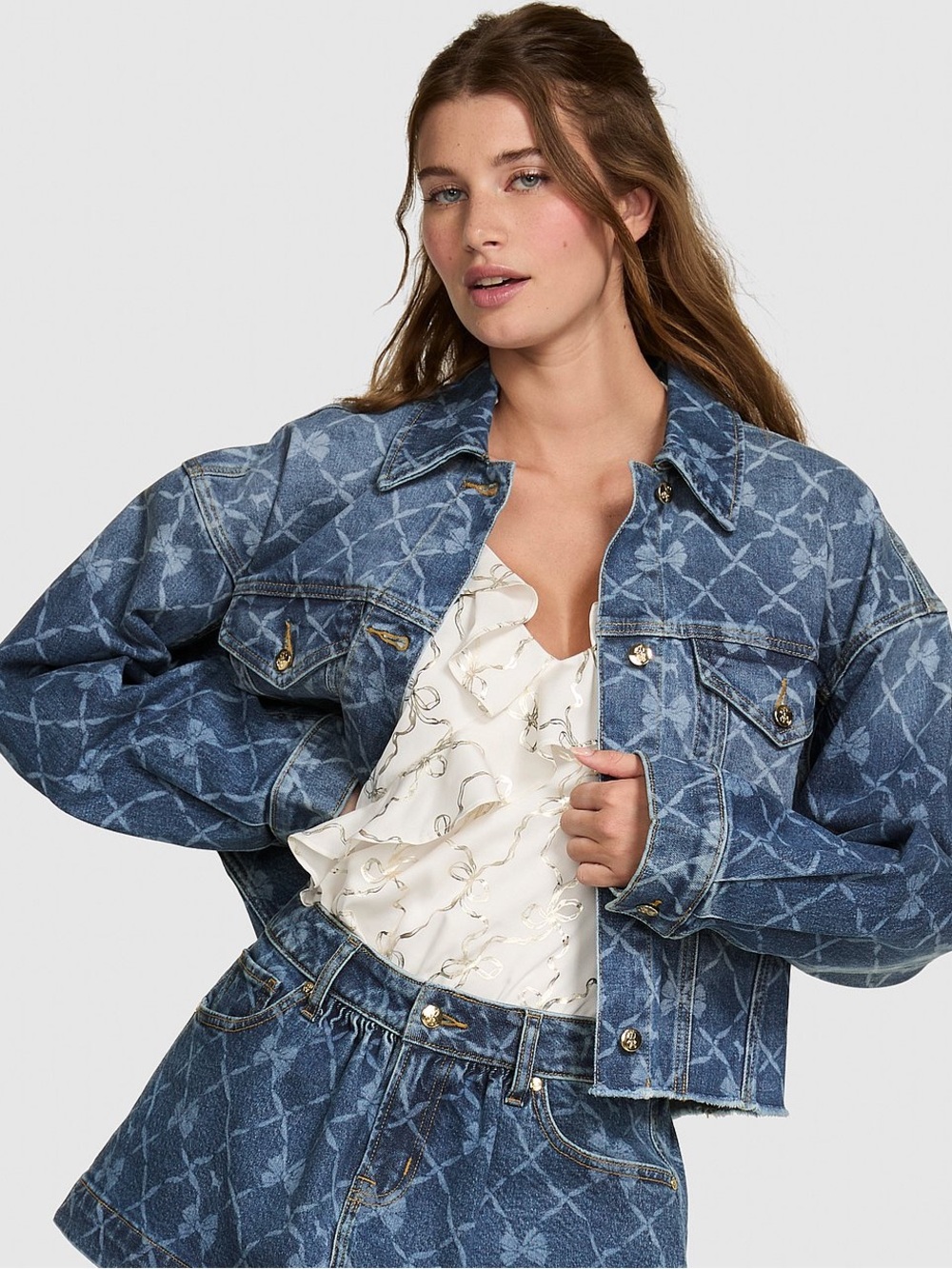 Victoria's Secret PINK x LoveShackFancy Cropped Denim Jacket Denim Jacket Medium